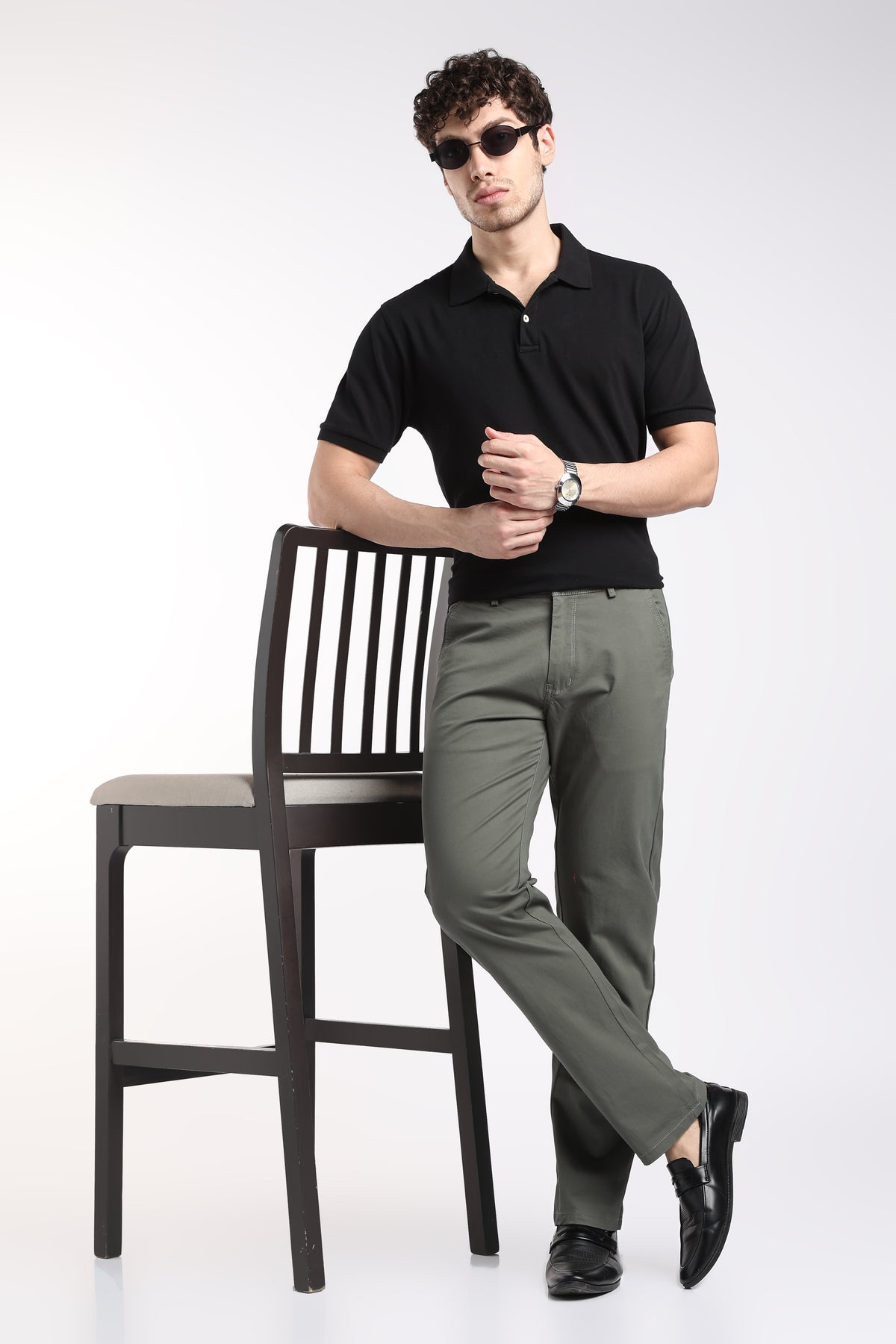 Men's Olive Green Cotton Chinos – Brooklyn Fit Straight Leg Trousers | 2dudes