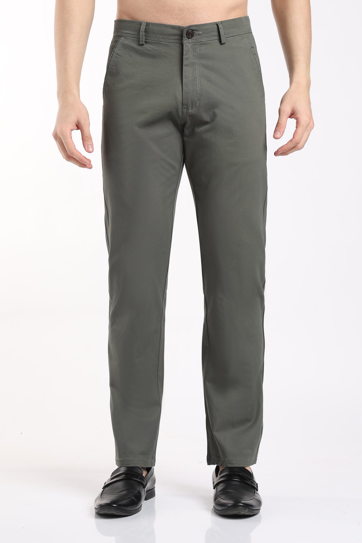 Men's Olive Green Cotton Chinos – Brooklyn Fit Straight Leg Trousers | 2dudes
