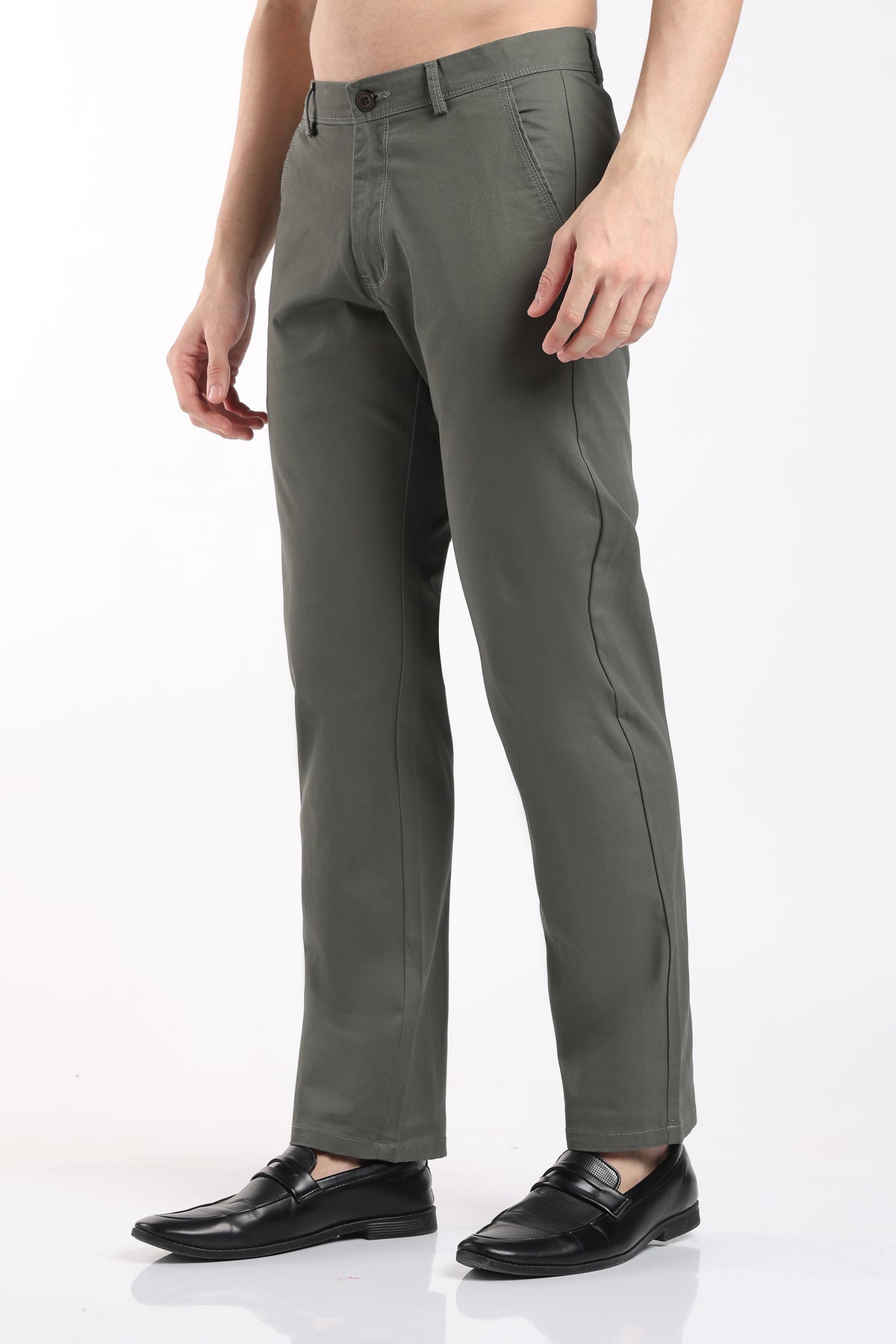 Men's Olive Green Cotton Chinos – Brooklyn Fit Straight Leg Trousers | 2dudes