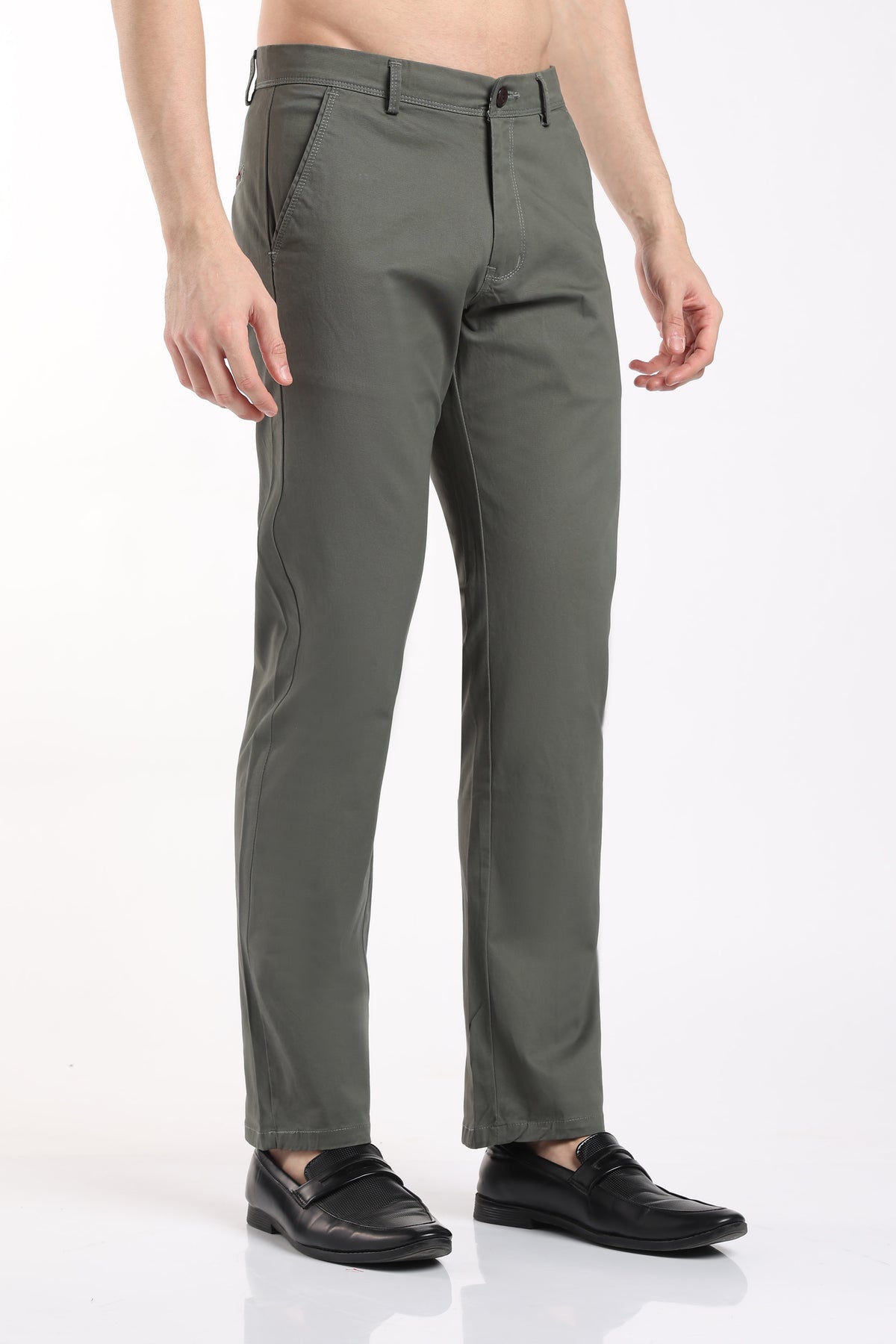 Men's Olive Green Cotton Chinos – Brooklyn Fit Straight Leg Trousers | 2dudes