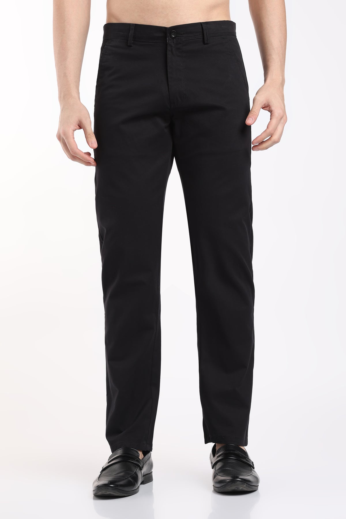 Men's Black Cotton Chinos – Brooklyn Fit Straight Leg Trousers | 2dudes
