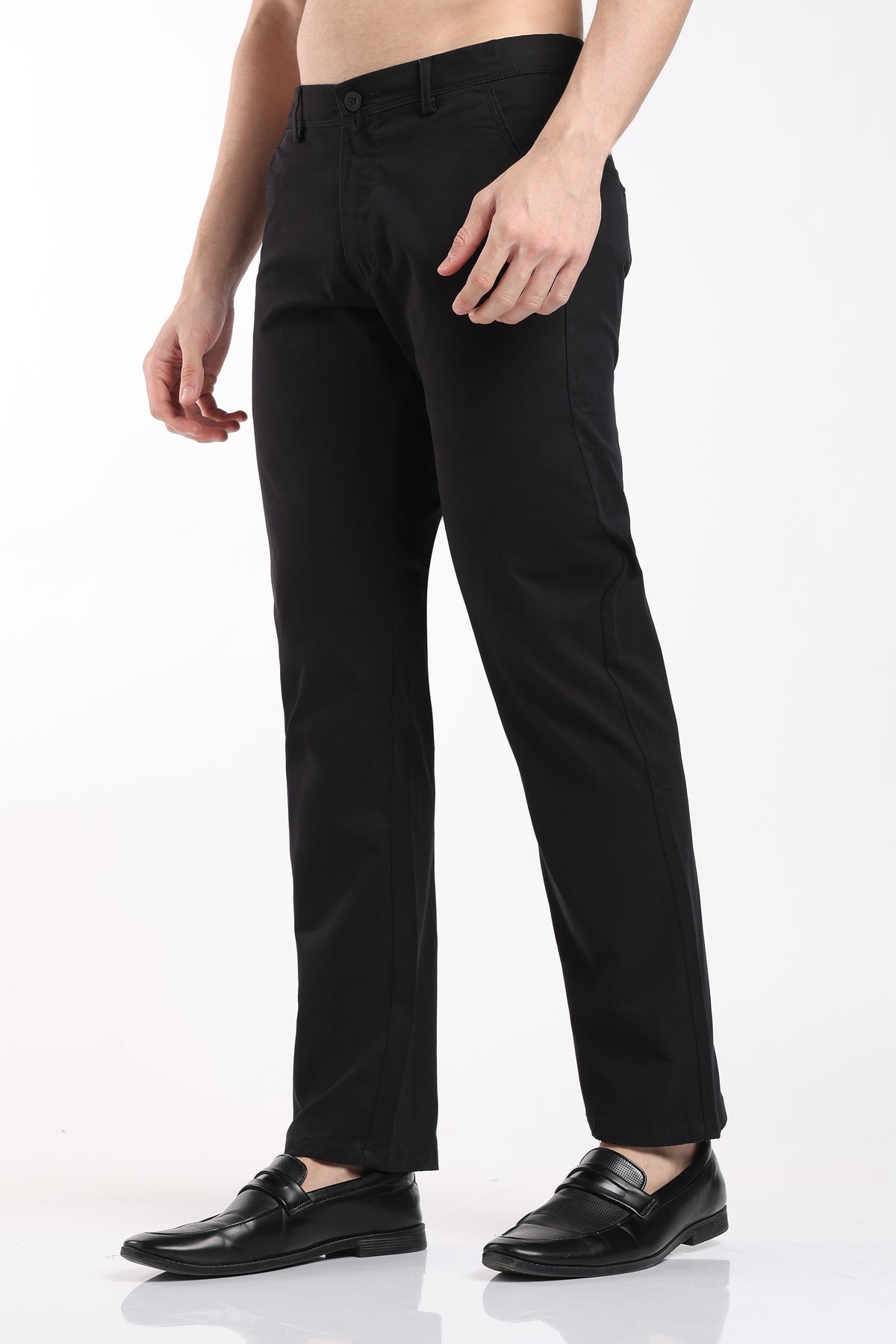 Men's Black Cotton Chinos – Brooklyn Fit Straight Leg Trousers | 2dudes