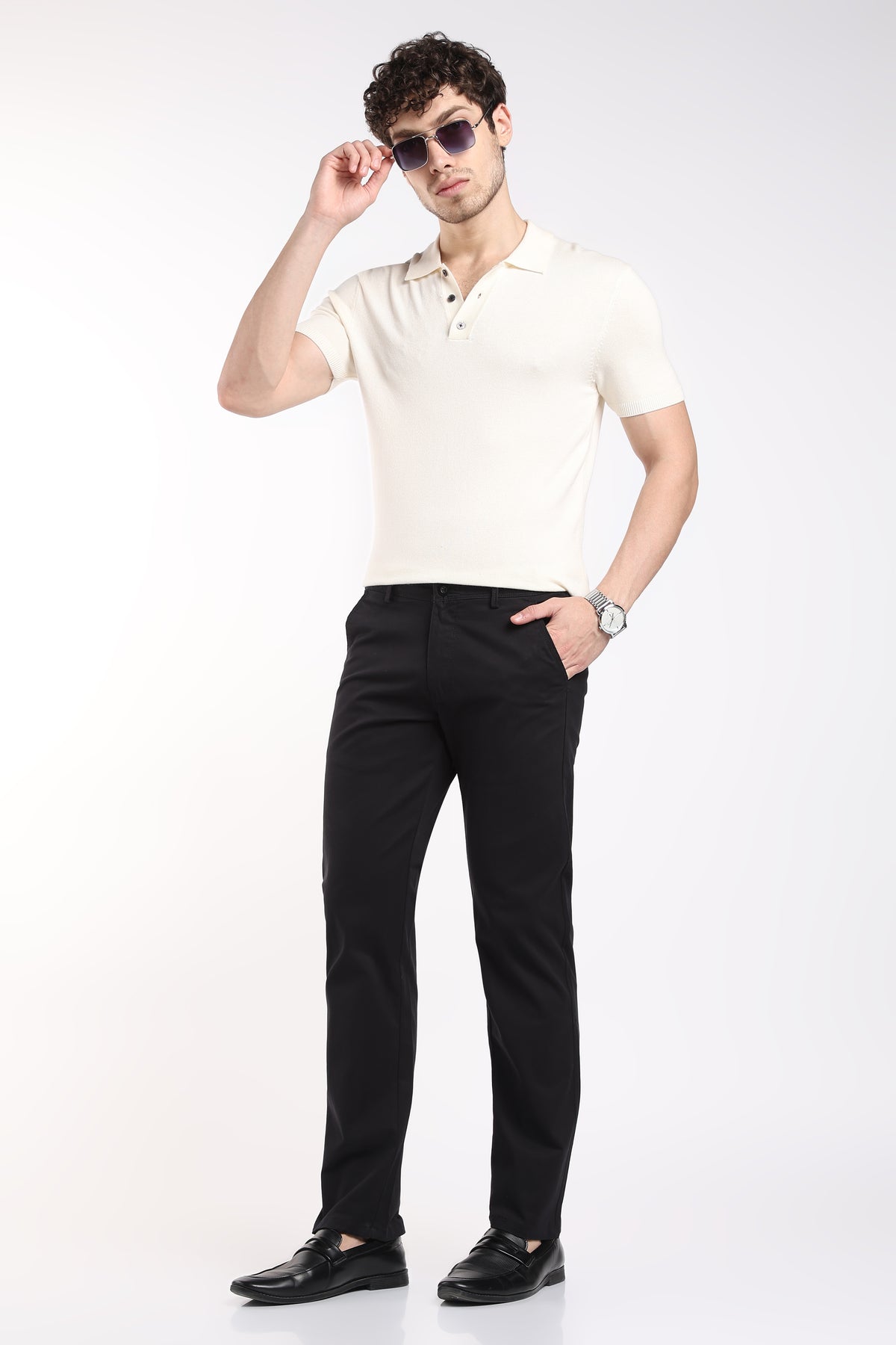Men's Black Cotton Chinos – Brooklyn Fit Straight Leg Trousers | 2dudes
