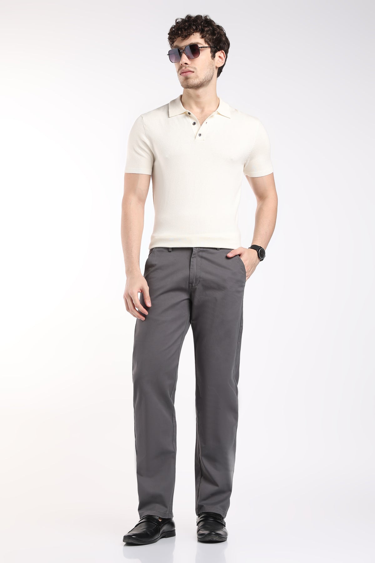 Men's Thunder Grey Cotton Chinos – Brooklyn Fit Straight Leg Trousers | 2dudes