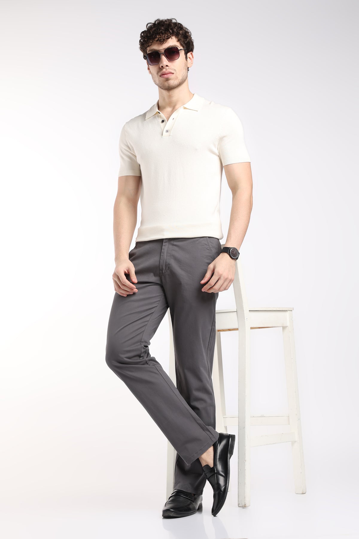 Men's Thunder Grey Cotton Chinos – Brooklyn Fit Straight Leg Trousers | 2dudes