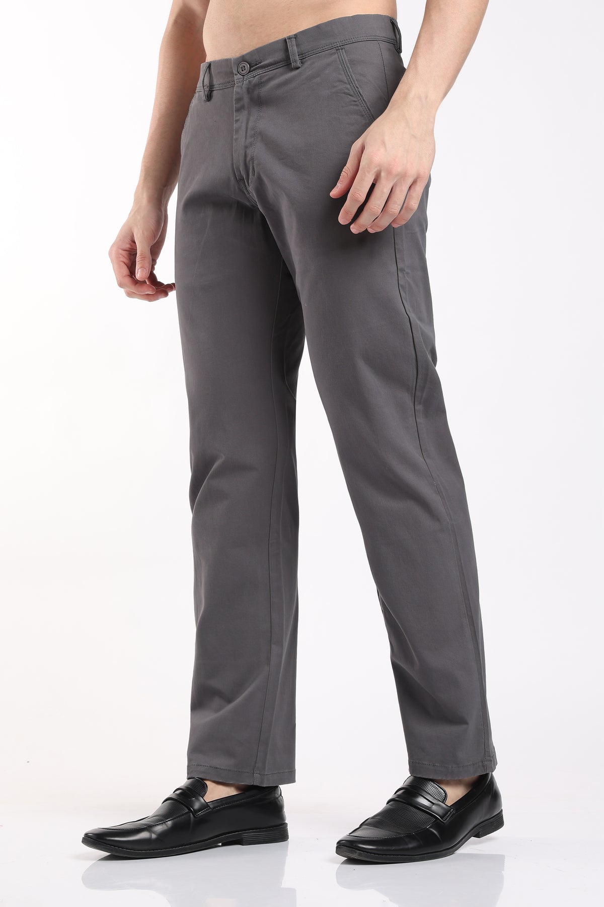 Men's Thunder Grey Cotton Chinos – Brooklyn Fit Straight Leg Trousers | 2dudes