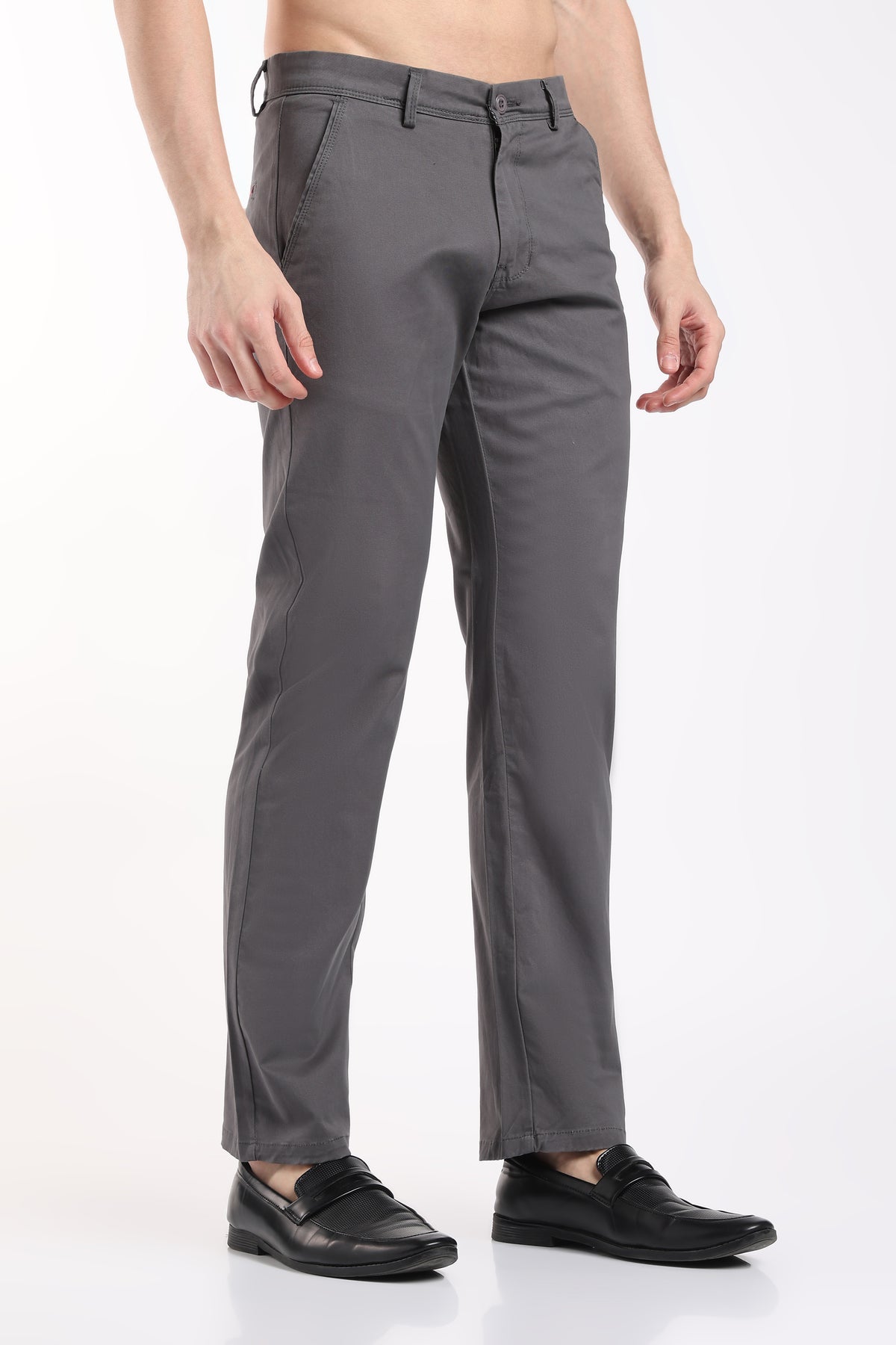 Men's Thunder Grey Cotton Chinos – Brooklyn Fit Straight Leg Trousers | 2dudes