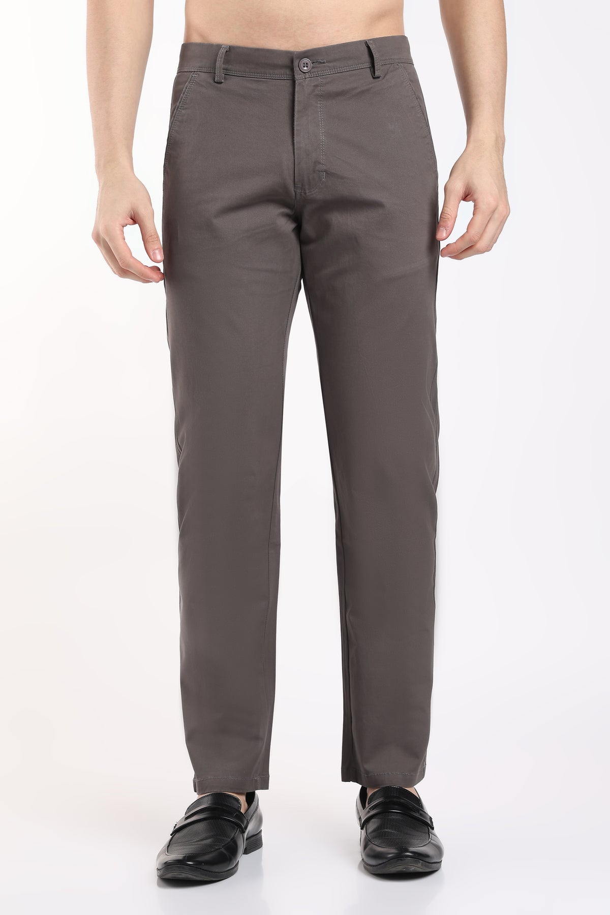 Men's Dark Grey Cotton Chinos – Brooklyn Fit Straight Leg Trousers | 2dudes