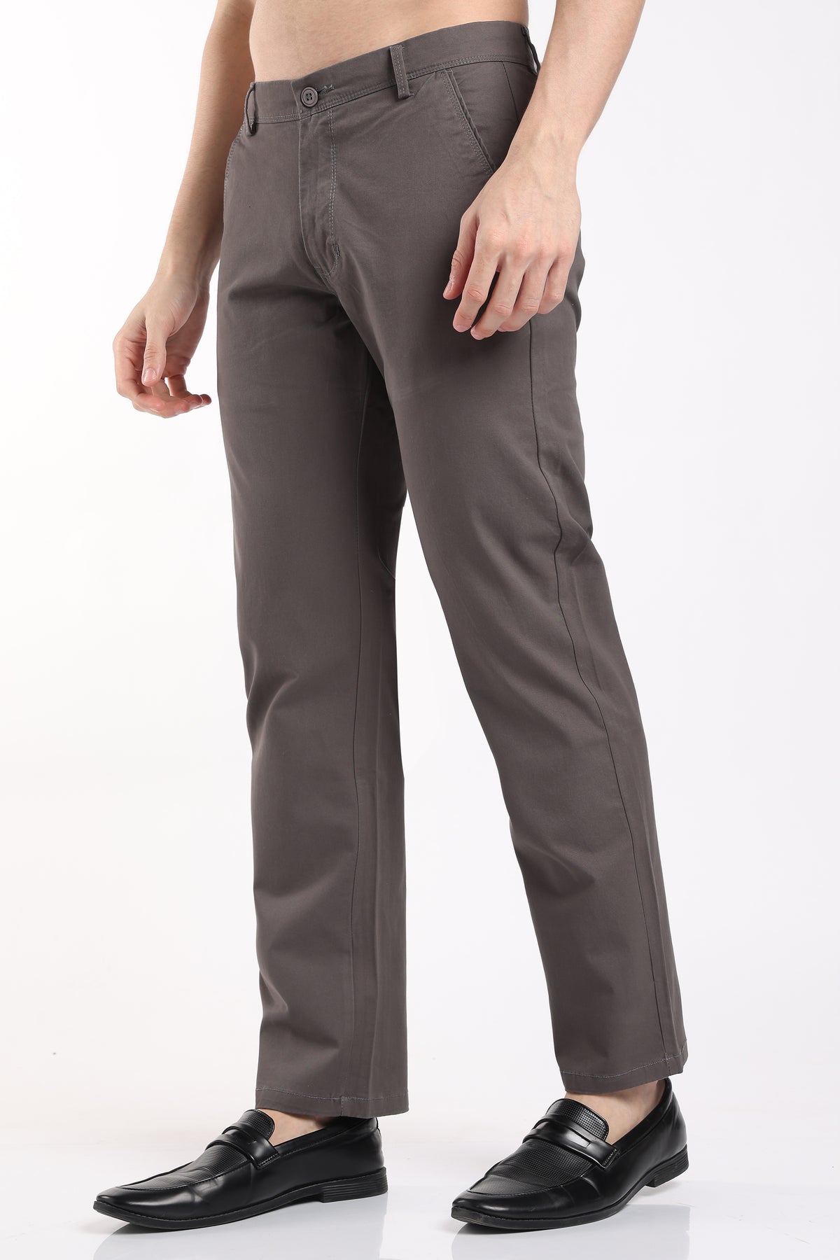 Men's Dark Grey Cotton Chinos – Brooklyn Fit Straight Leg Trousers | 2dudes