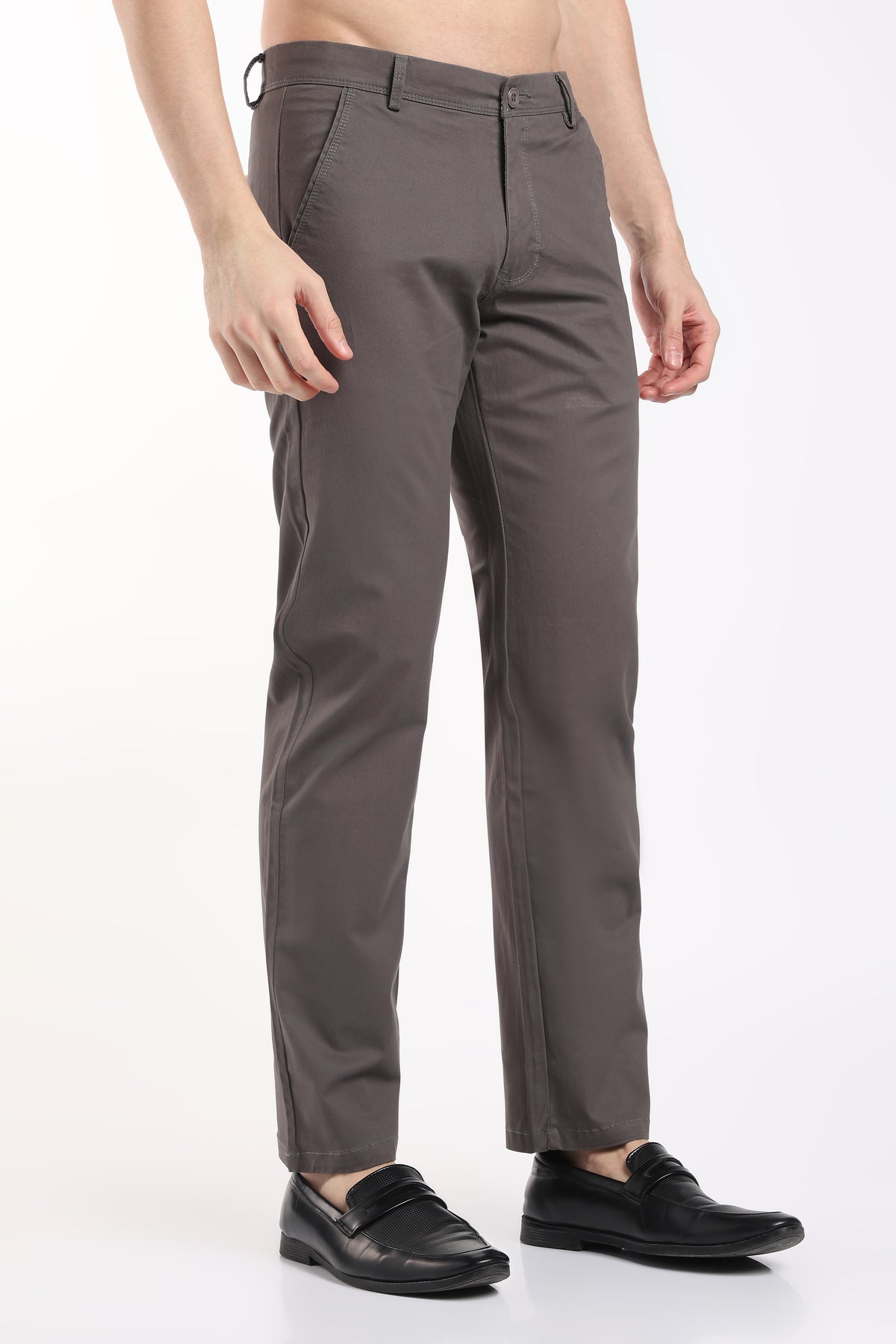 Men's Dark Grey Cotton Chinos – Brooklyn Fit Straight Leg Trousers | 2dudes