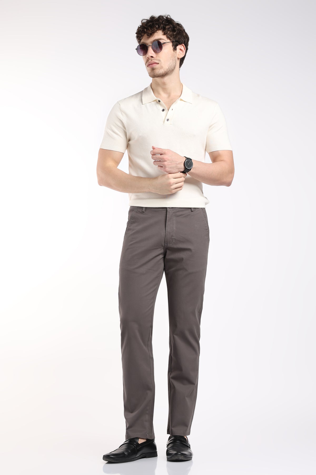 Men's Dark Grey Cotton Chinos – Brooklyn Fit Straight Leg Trousers | 2dudes