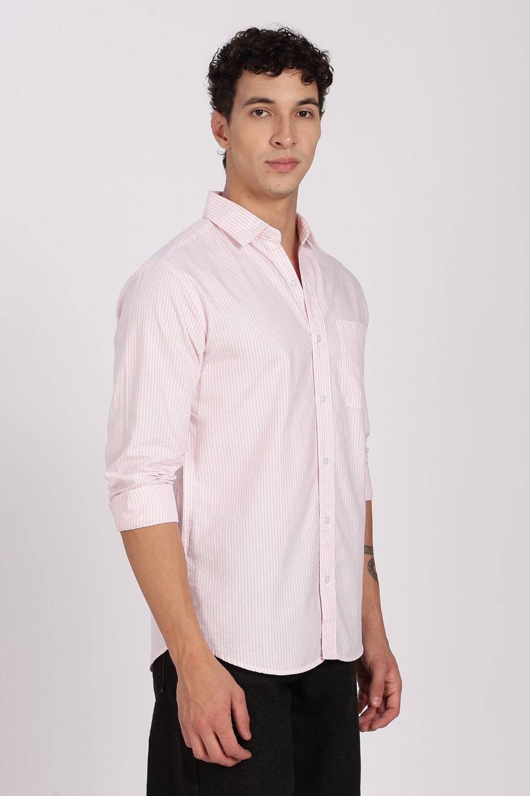 Blush Pink Pinstripe Full Sleeve Shirt