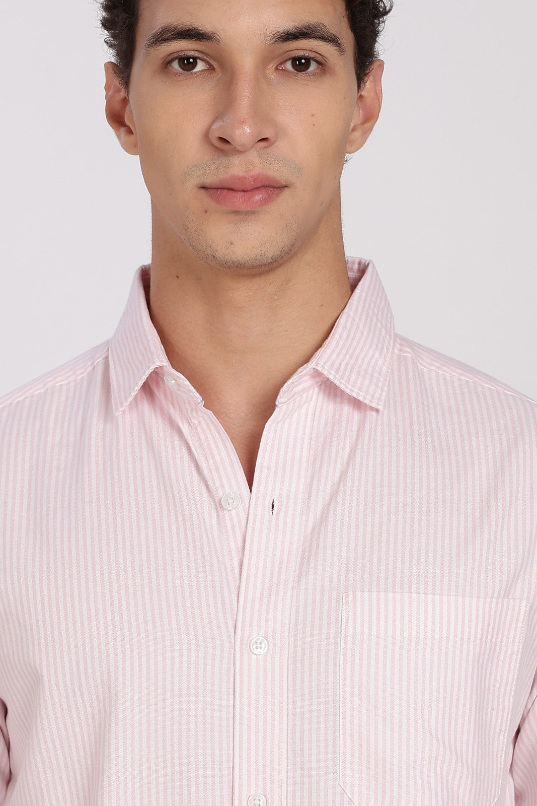 Blush Pink Pinstripe Full Sleeve Shirt