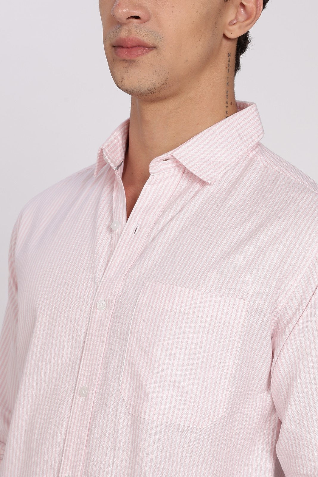 Blush Pink Pinstripe Full Sleeve Shirt