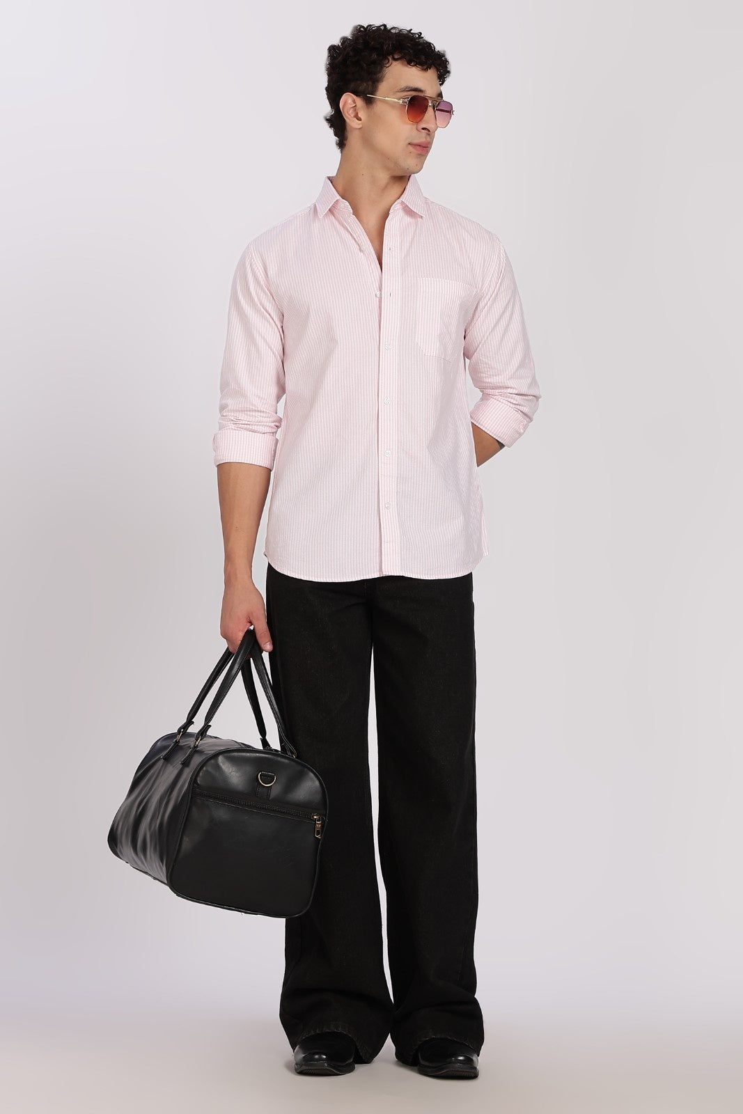 Blush Pink Pinstripe Full Sleeve Shirt