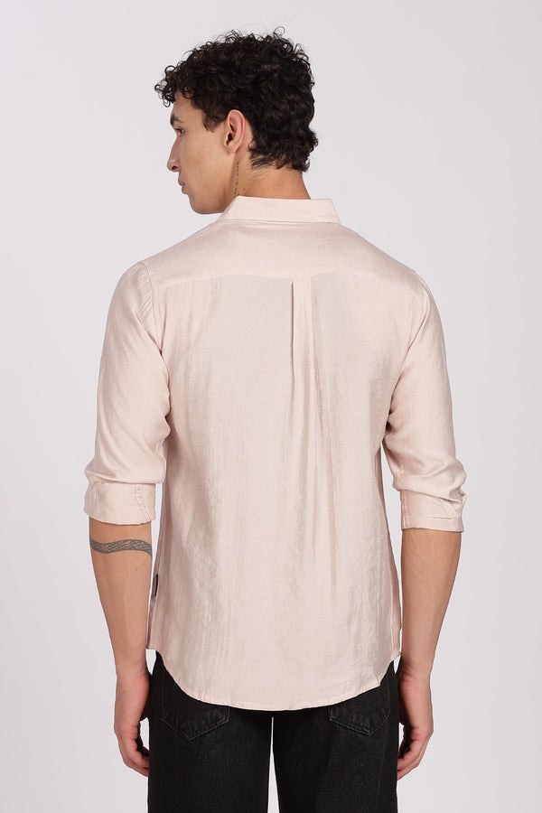 Sand Beige Floral Embroidered Linen Full Sleeve Shirt