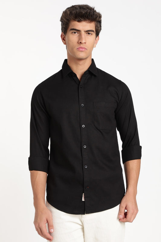 Black Linen Full Sleeve Shirt
