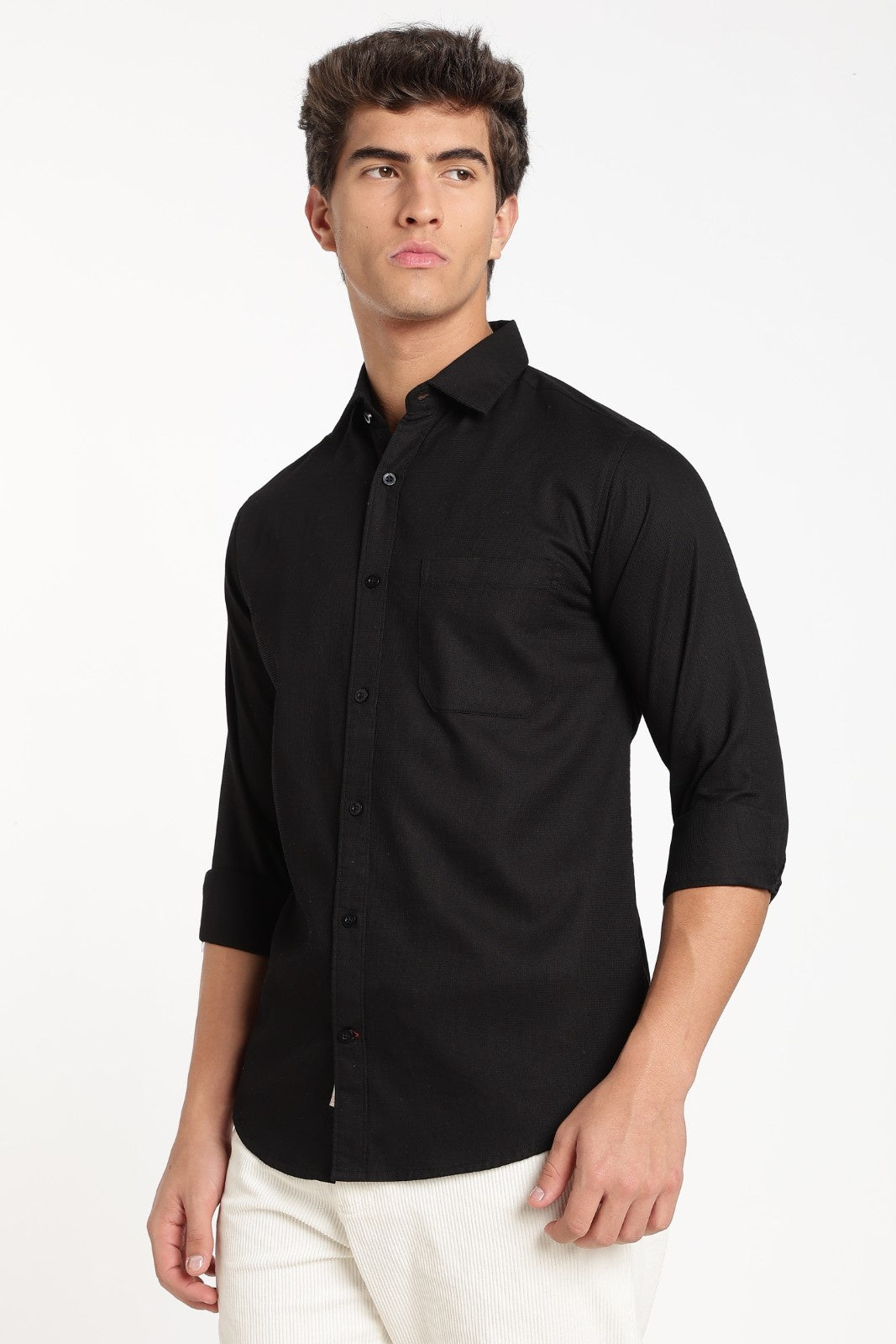 Black Linen Full Sleeve Shirt