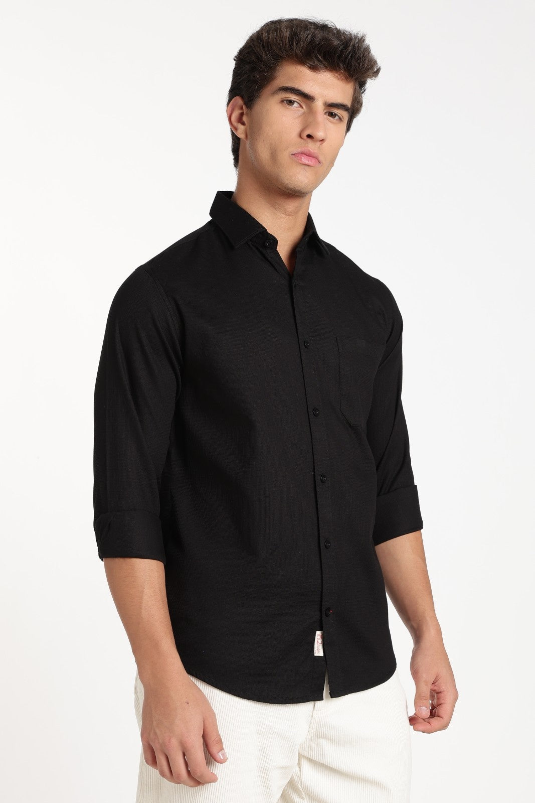 Black Linen Full Sleeve Shirt