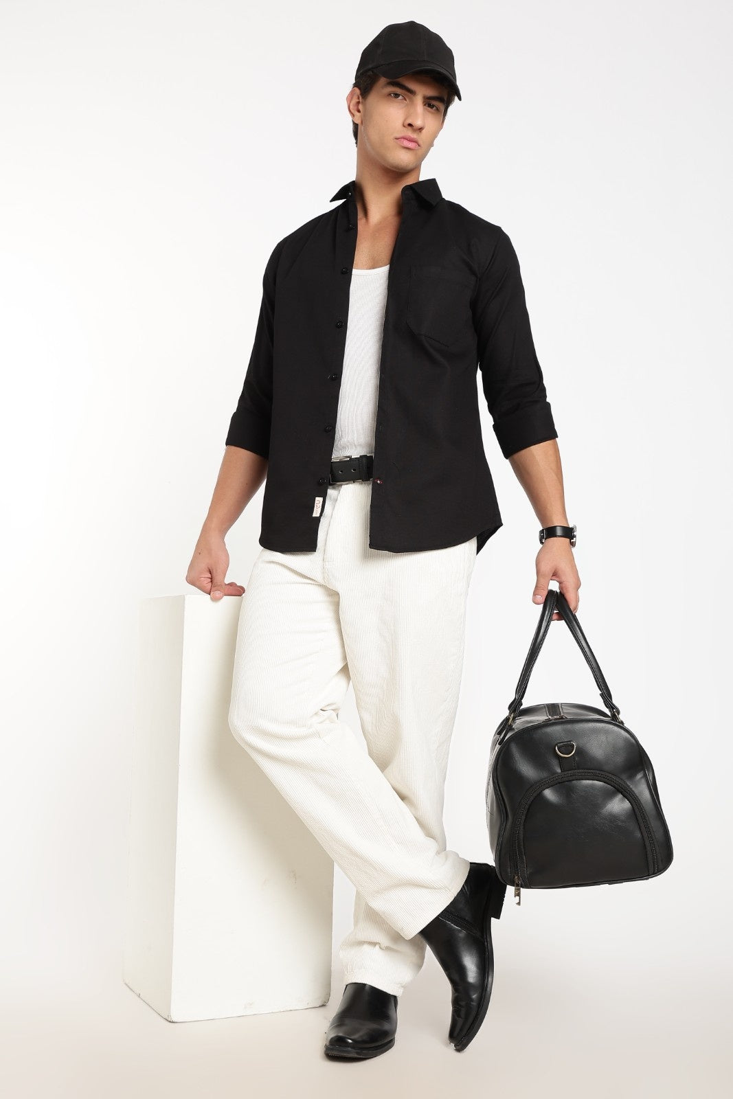 Black Linen Full Sleeve Shirt
